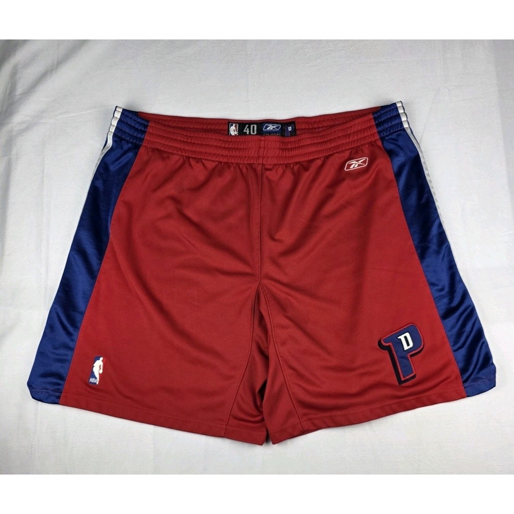 Reebok NBA Shorts Mens 40 Pistons Team Red Basketball Jersey Official Licensed